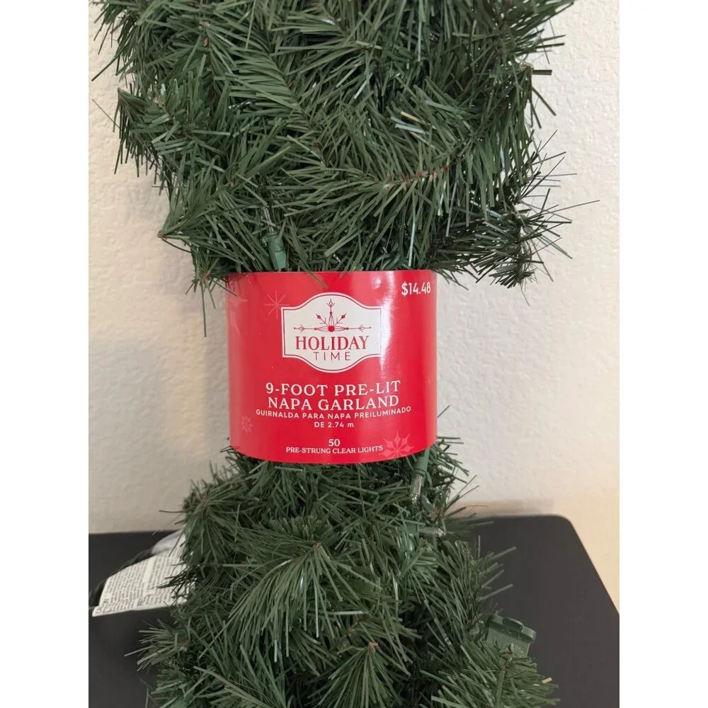 Holiday Time 9-Foot Pre-Lit Napa Garland
